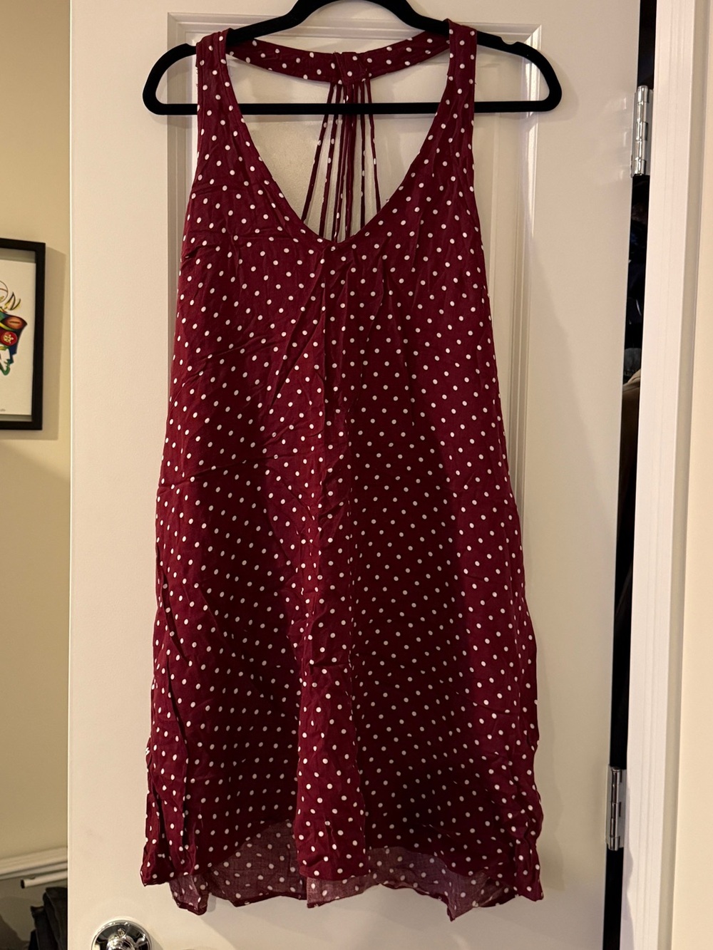 American Eagle Outfitters Burgundy Polka Dot Sundress